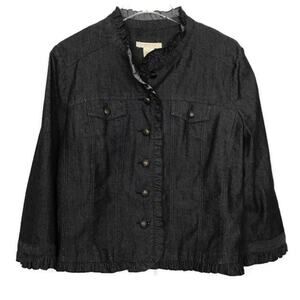 Sandro Lightweight Denim Jacket Washed Black Size Large